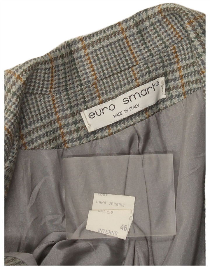 Vintage ženski sako s 2 gumba IT 46 Velika siva vunena hrskava zuba