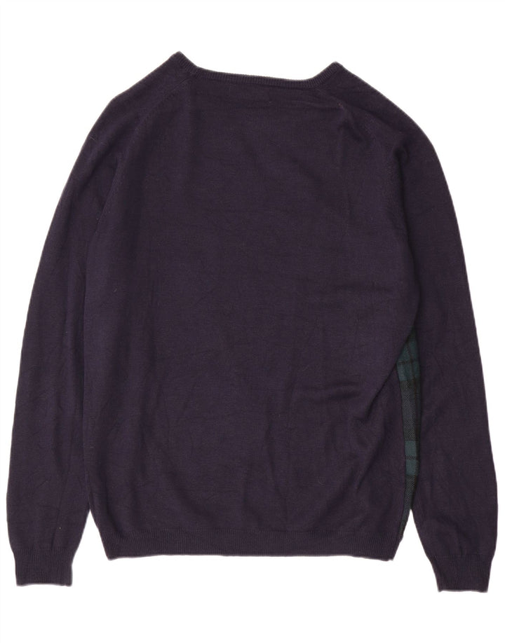 ZARA muški džemper s veznim izrezom XL tamnoplavi karirani