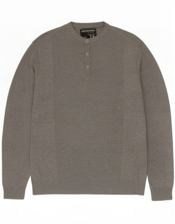 Jack & Jones muški džemper s dugmadima i ovratnikom XL sivi