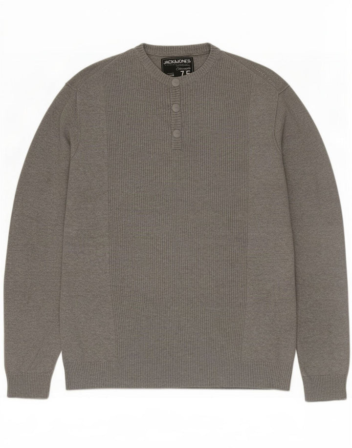 Jack & Jones muški džemper s dugmadima i ovratnikom XL sivi