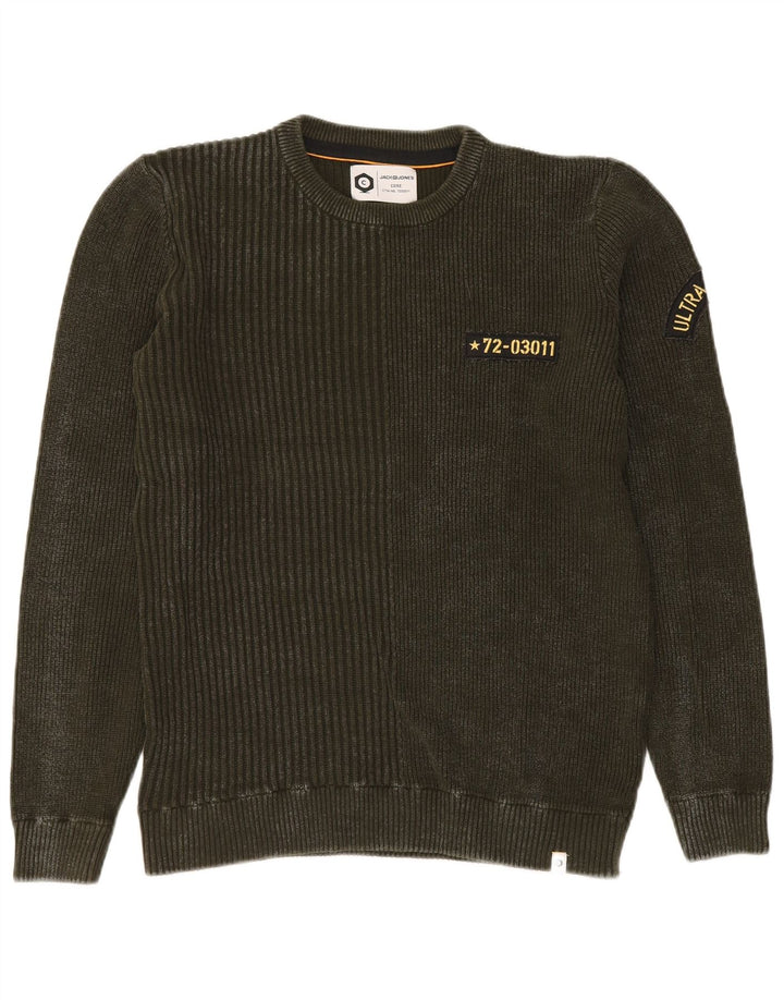 Jack & Jones muški džemper s okruglim izrezom Srednje zeleni pamuk