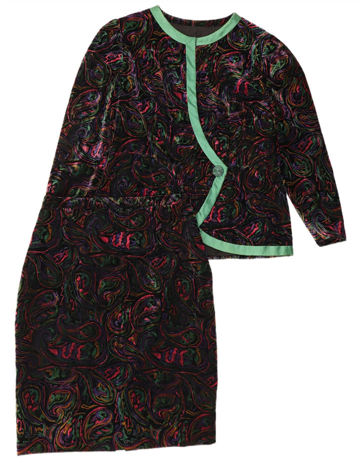 VINTAGE Ženska dvodijelna suknja s 1 gumbom UK 12 Srednje W32 Raznobojna