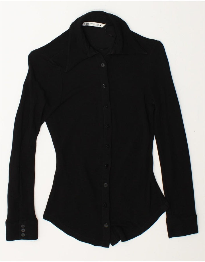 ZARA Womens Shirt UK 6 XS Black Vintage Zara and Second-Hand Zara from Messina Hembry 
