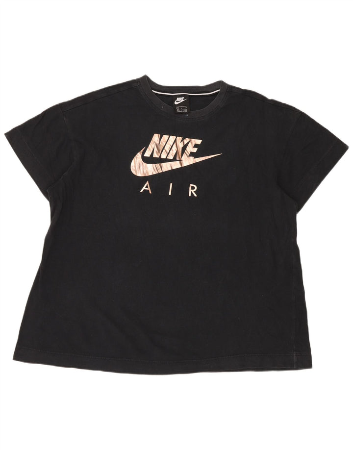 NIKE Ženska prevelika majica kratkih rukava UK 10 Mala crna