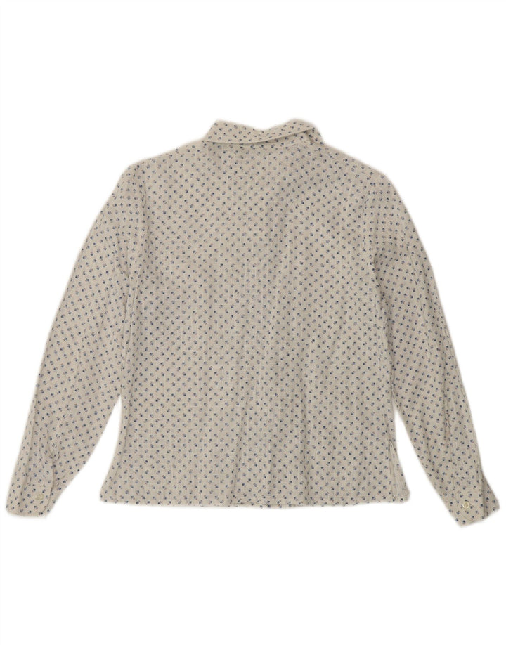 Vintage ženska košulja UK 14 Srednje bijela cvjetna