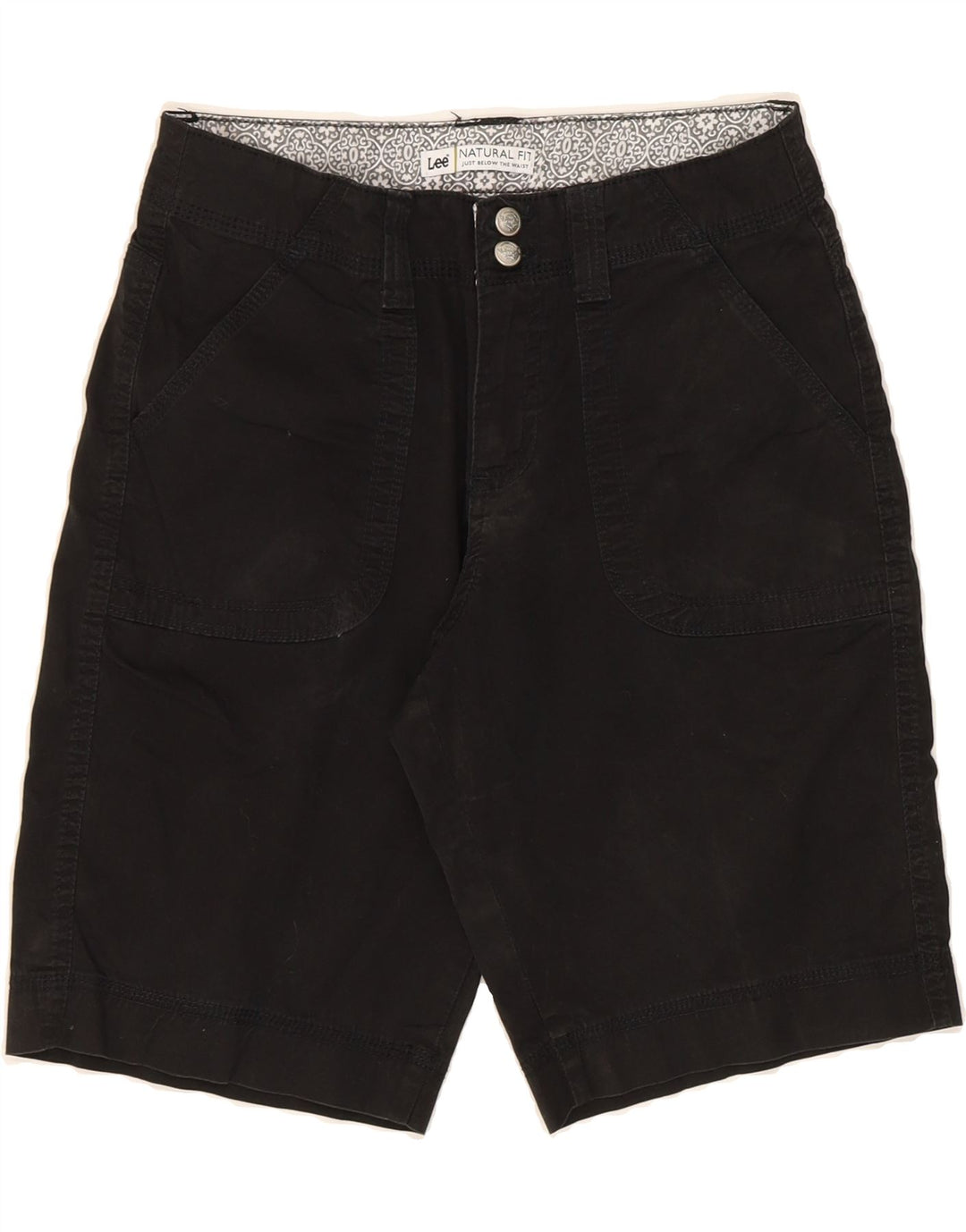 LEE Womens Natural Fit Chino Shorts W28 Medium  Black Vintage Lee and Second-Hand Lee from Messina Hembry 