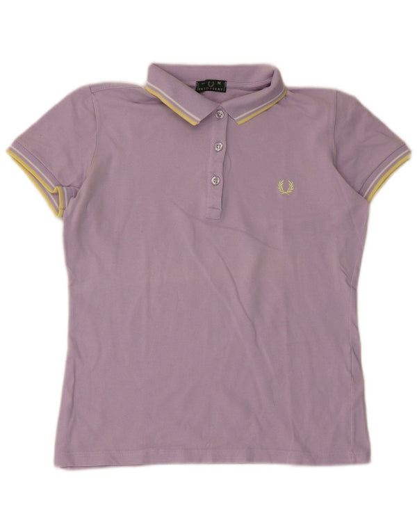 Fred Perry ženska skraćena polo majica UK 12 pamuk srednje ljubičaste pruge