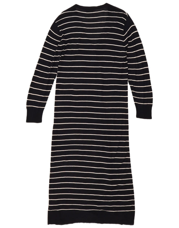 Zara ženski dugi kardigan pulover UK 14 Srednja crna prugasta viskoza