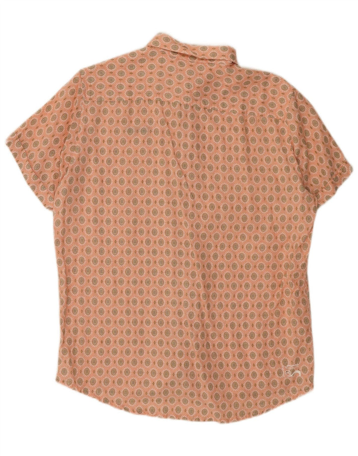 MISTRAL Mens Abstract Pattern Short Sleeve Shirt Medium Pink