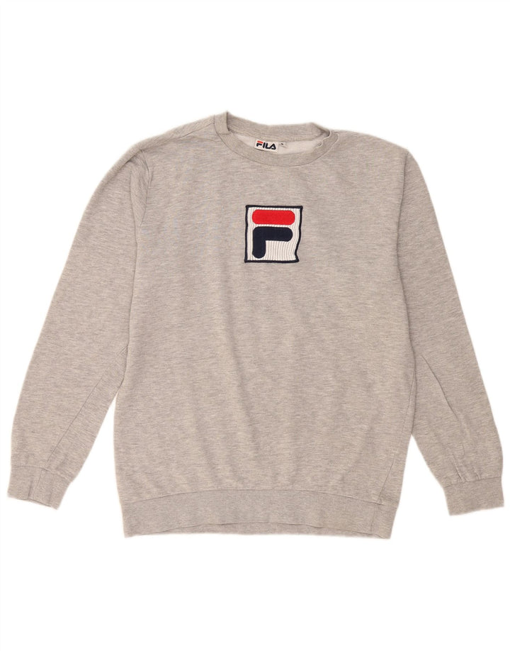 FILA Womens Graphic Sweatshirt Jumper UK 16 Large Grey Flecked