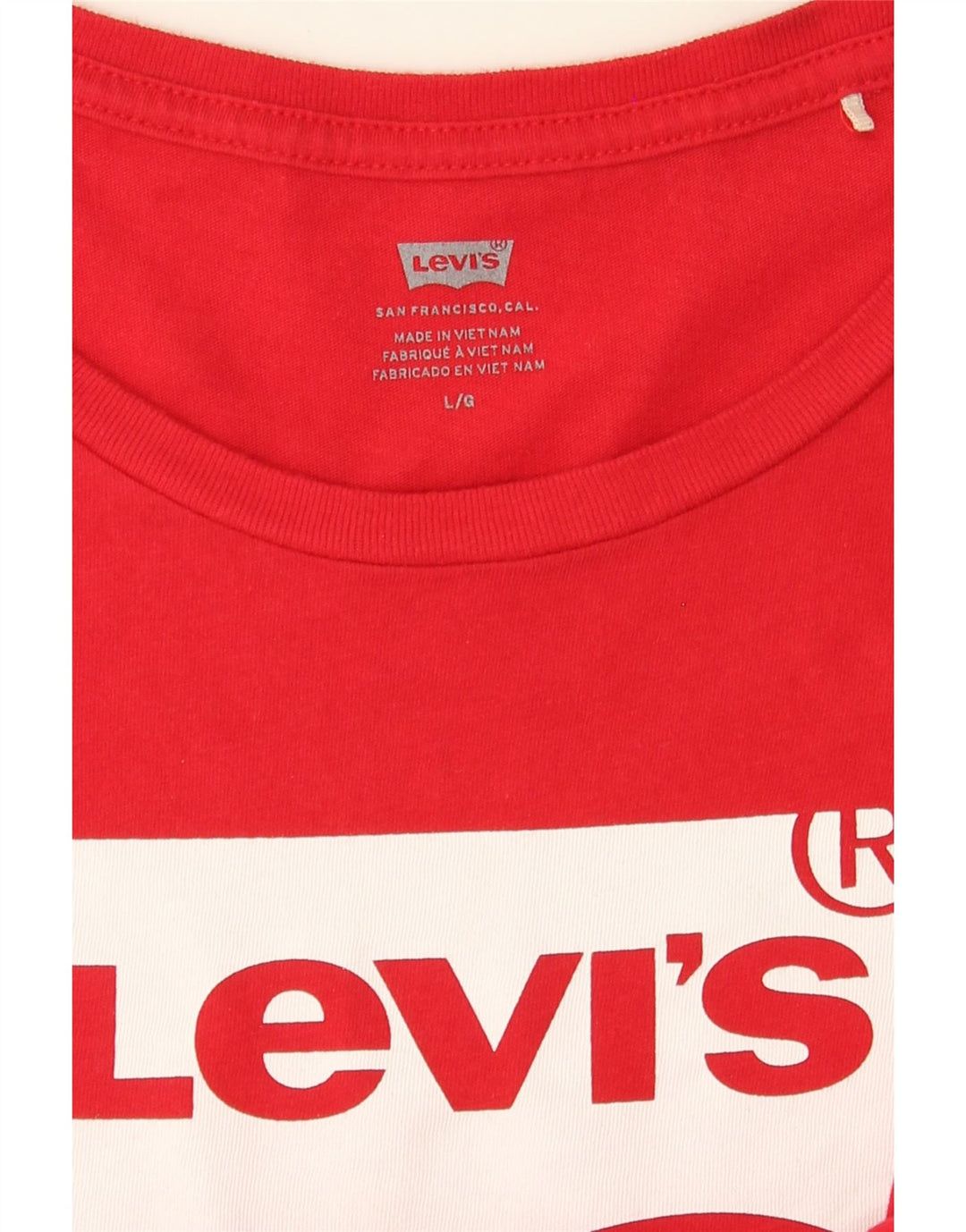 LEVI'S Womens Graphic T-Shirt Top UK 14 Large Red Vintage Levi's and Second-Hand Levi's from Messina Hembry 