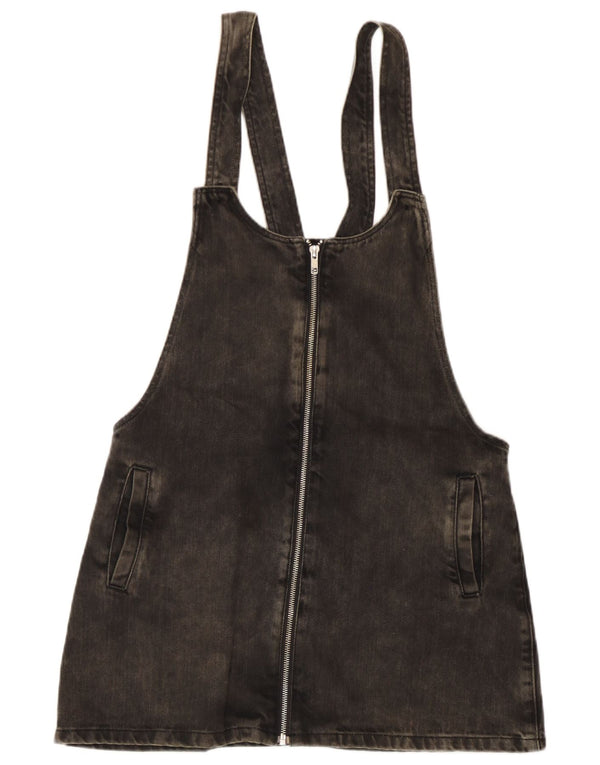 Zara ženska Trafaluc Mini Traper Dungaree haljina UK 12 Srednje crni pamuk