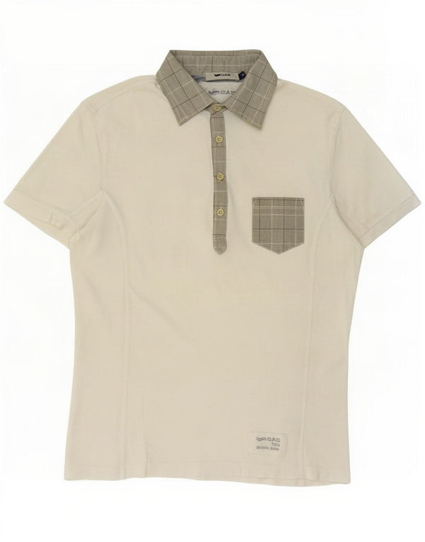 Gas ženska polo majica UK 14 Medium Off White Colourblock Cotton