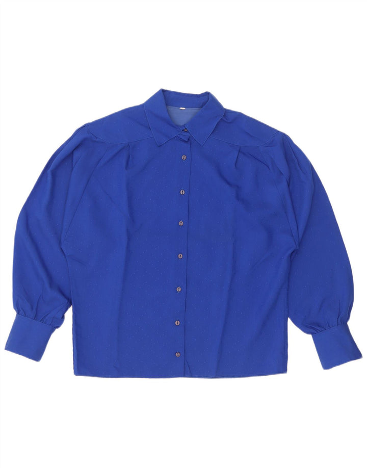 Vintage ženska bluza košulja EU 38 srednje plava točkasta viskoza