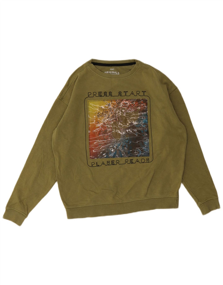 Marks & Spencer Boys Graphic Sweatshirt Džemper 13-14 godina kaki pamuk