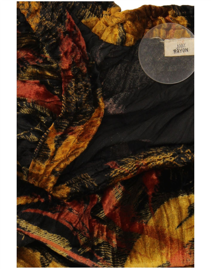 VINTAGE ženska suknja A-kroja od velura W38 XL od crnog cvjetnog rajona