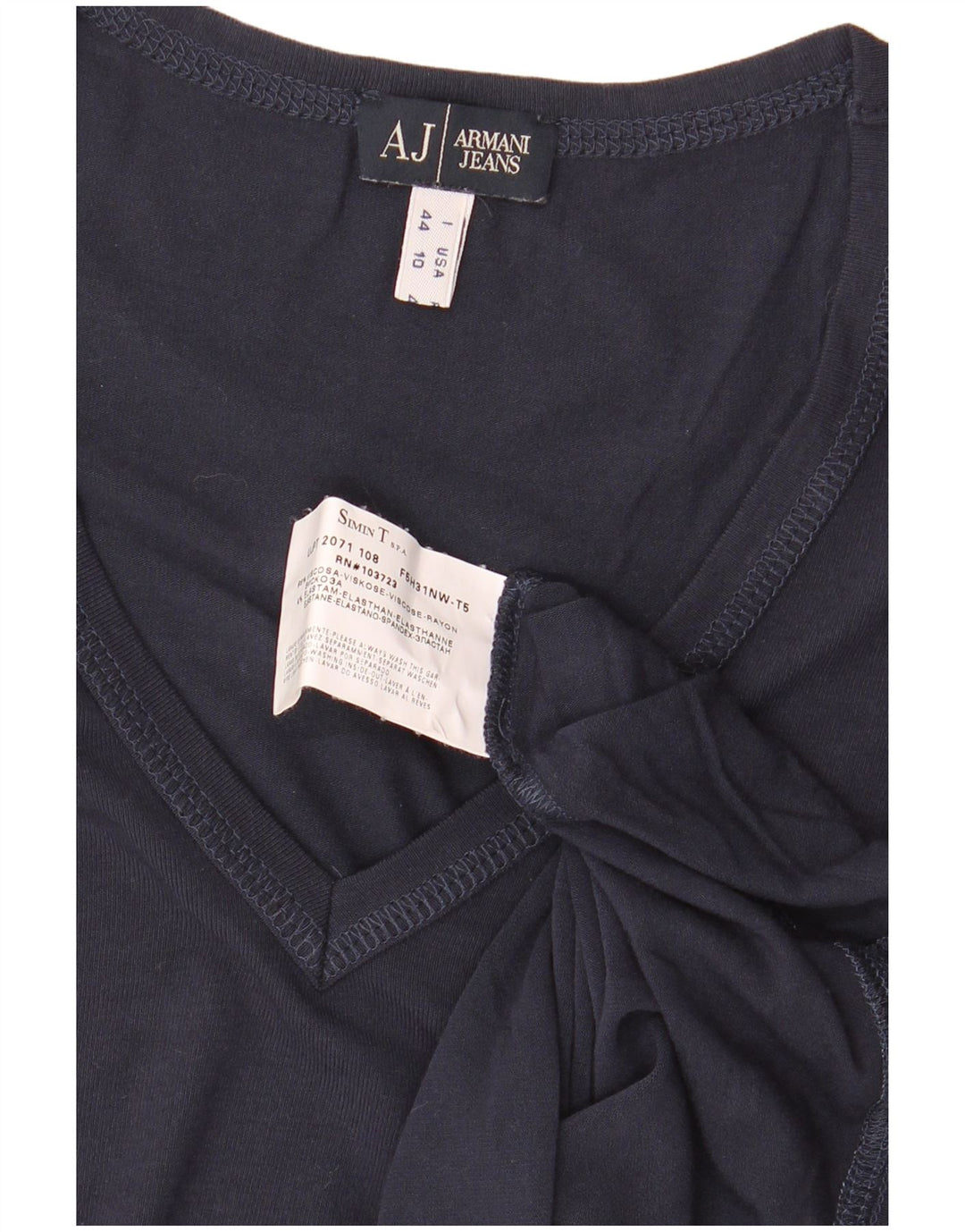 ARMANI JEANS Ženska majica kratkih rukava IT 44 srednje mornarsko plava viskoza