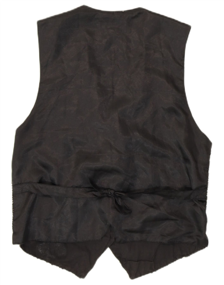 VINTAGE ženski prsluk sa šljokicama UK 14 Srednje crni pamuk 80-ih