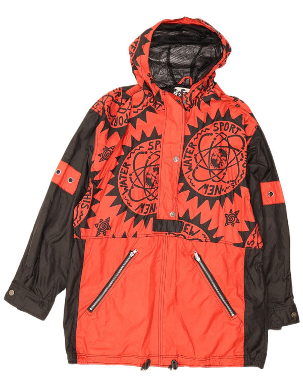 Vintage anorak jakna s dugim crtama za djevojčice 15-16 godina XL crvene boje