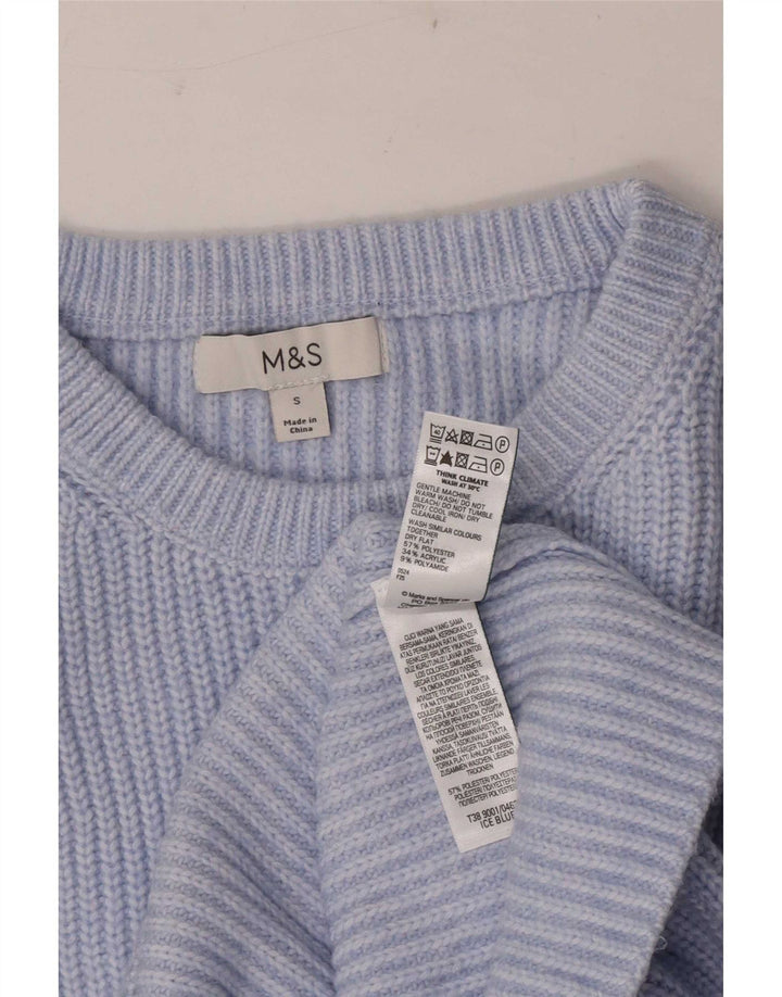 Marks & Spencer ženski džemper s veznim izrezom UK 10 Mali plavi poliester