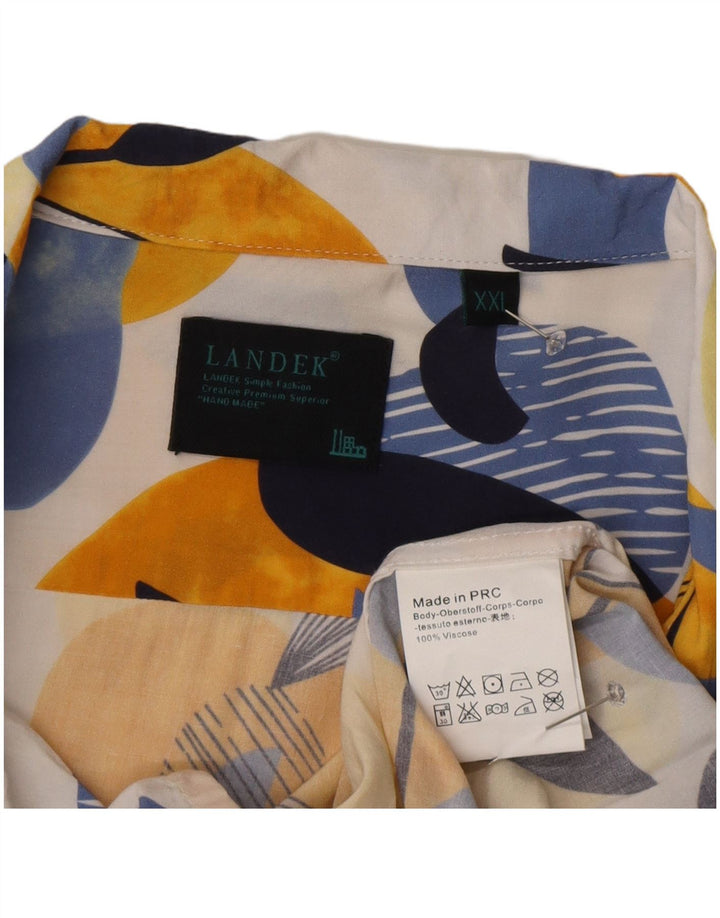 Vintage muška košulja kratkih rukava 2XL višebojna cvjetna viskoza