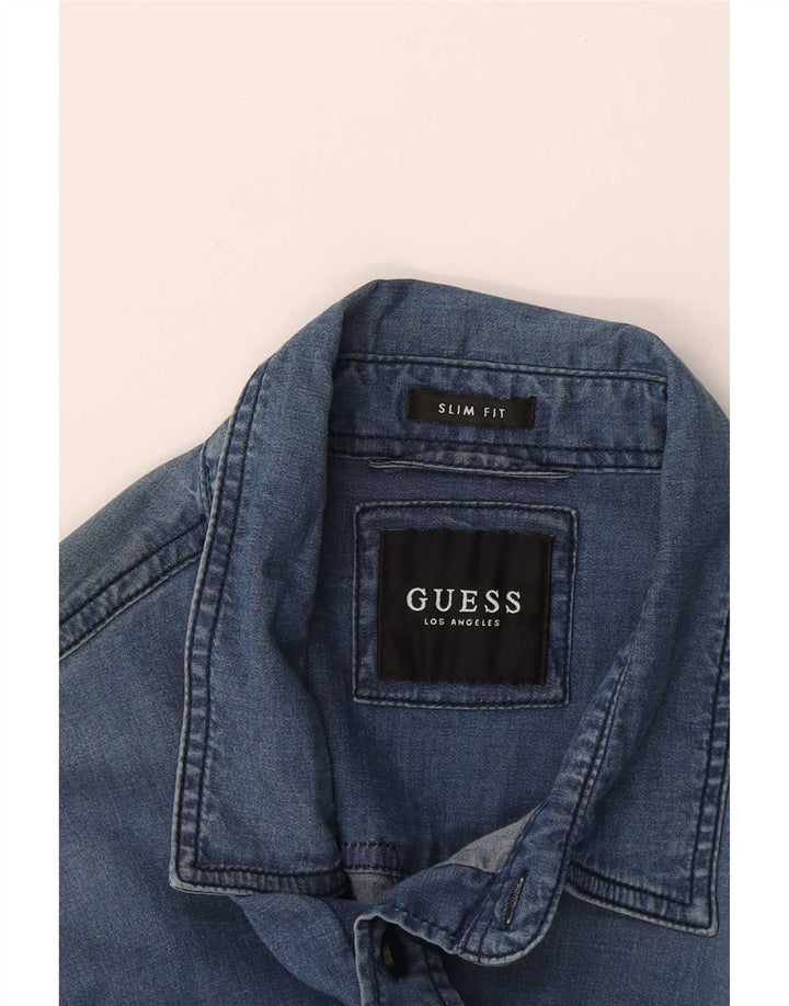 Guess muška uska traper košulja mala plava