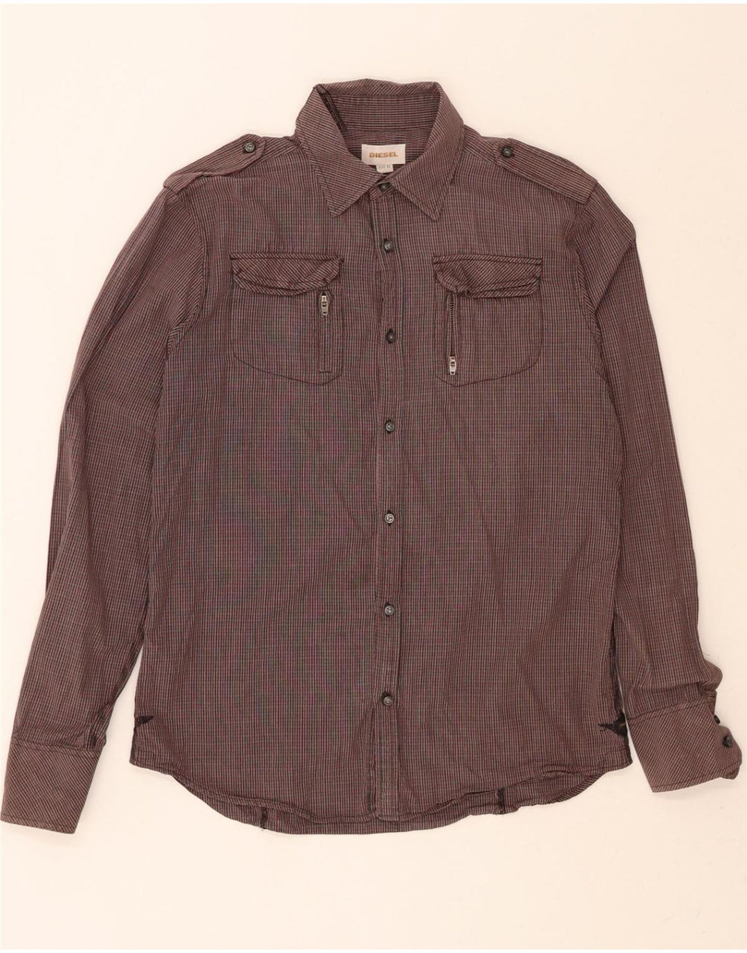 DIESEL Mens Military Flannel Shirt XL Multicoloured Check Cotton Vintage Diesel and Second-Hand Diesel from Messina Hembry 