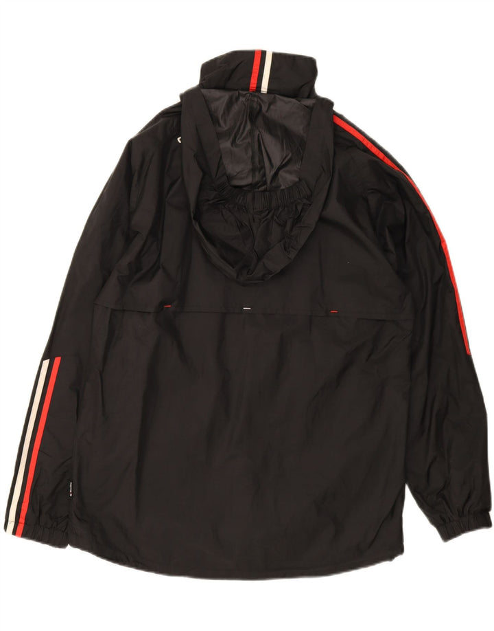 VINTAGE Mens Hooded Rain Jacket UK 38 Medium Black Colourblock Polyester Vintage Vintage and Second-Hand Vintage from Messina Hembry 