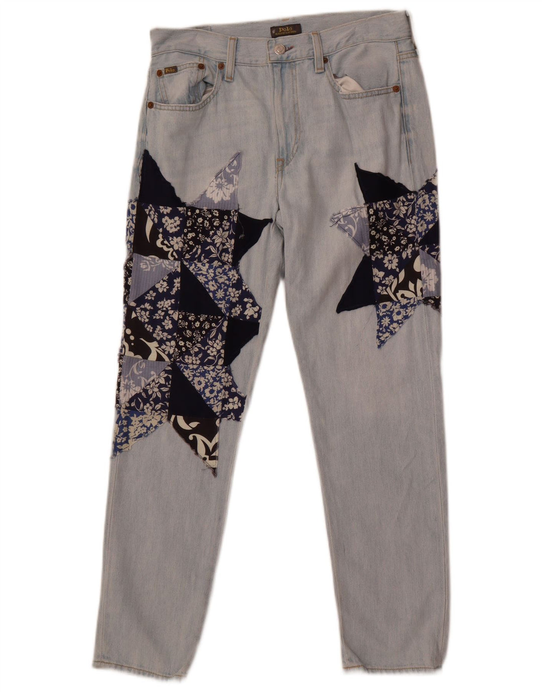 Polo Ralph Lauren ženske uske traperice W26 L28 plavi patchwork pamuk