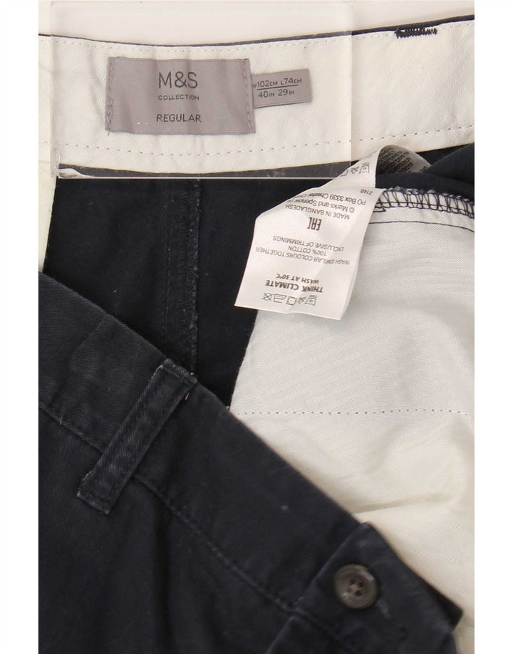 Marks & Spencer muške obične chino hlače W40 L29 tamnoplavi pamuk
