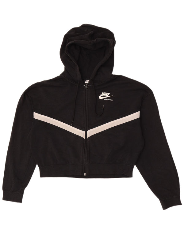 Nike ženski kratki pulover s kapuljačom s patentnim zatvaračem UK 10 Small Black Colourblock