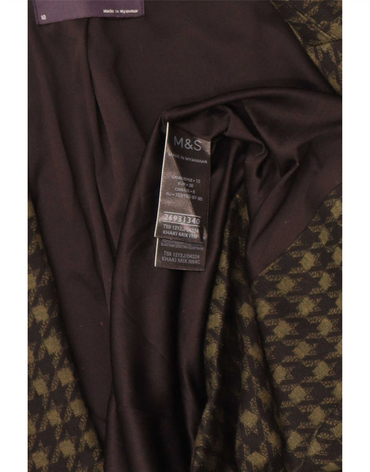 Marks & Spencer ženska jakna s otvorenim sakoom UK 10 Small kaki houndstooth