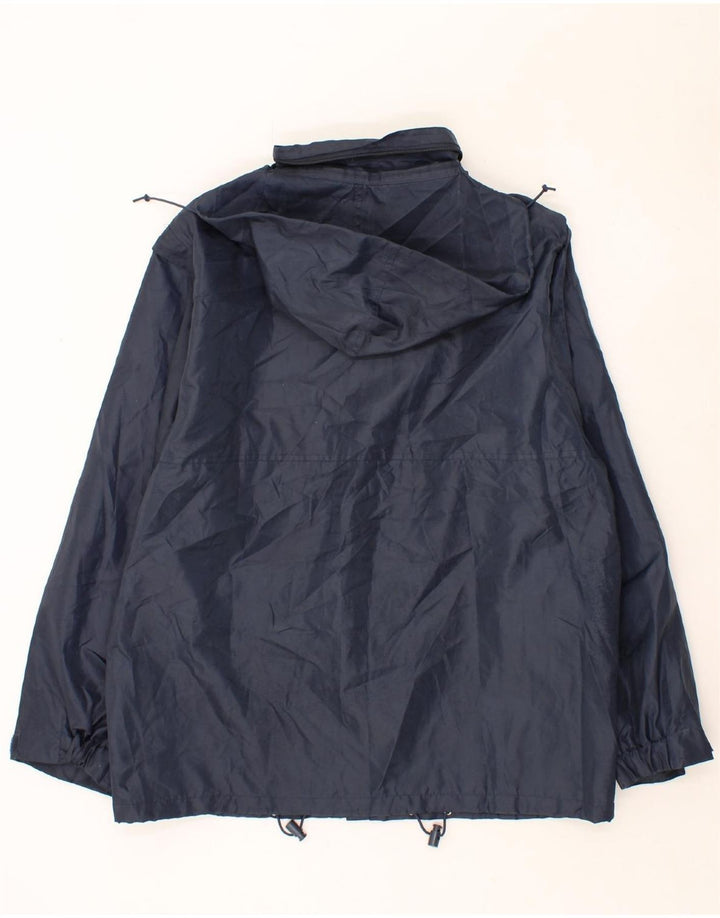 SPALDING Mens Hooded Rain Jacket UK 42 XL Navy Blue Polyamide Vintage Spalding and Second-Hand Spalding from Messina Hembry 
