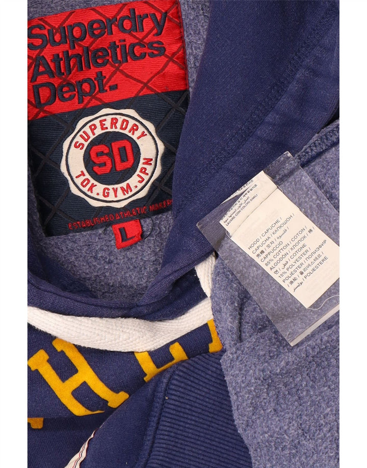 SUPERDRY muška majica s kapuljačom s kapuljačom, veliki plavi pamuk