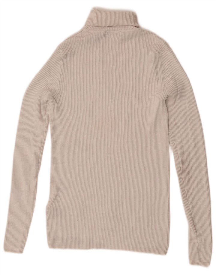 Marks & Spencer ženska pletena majica s dugim rukavima na rol ovratnik UK 10 Small Off White