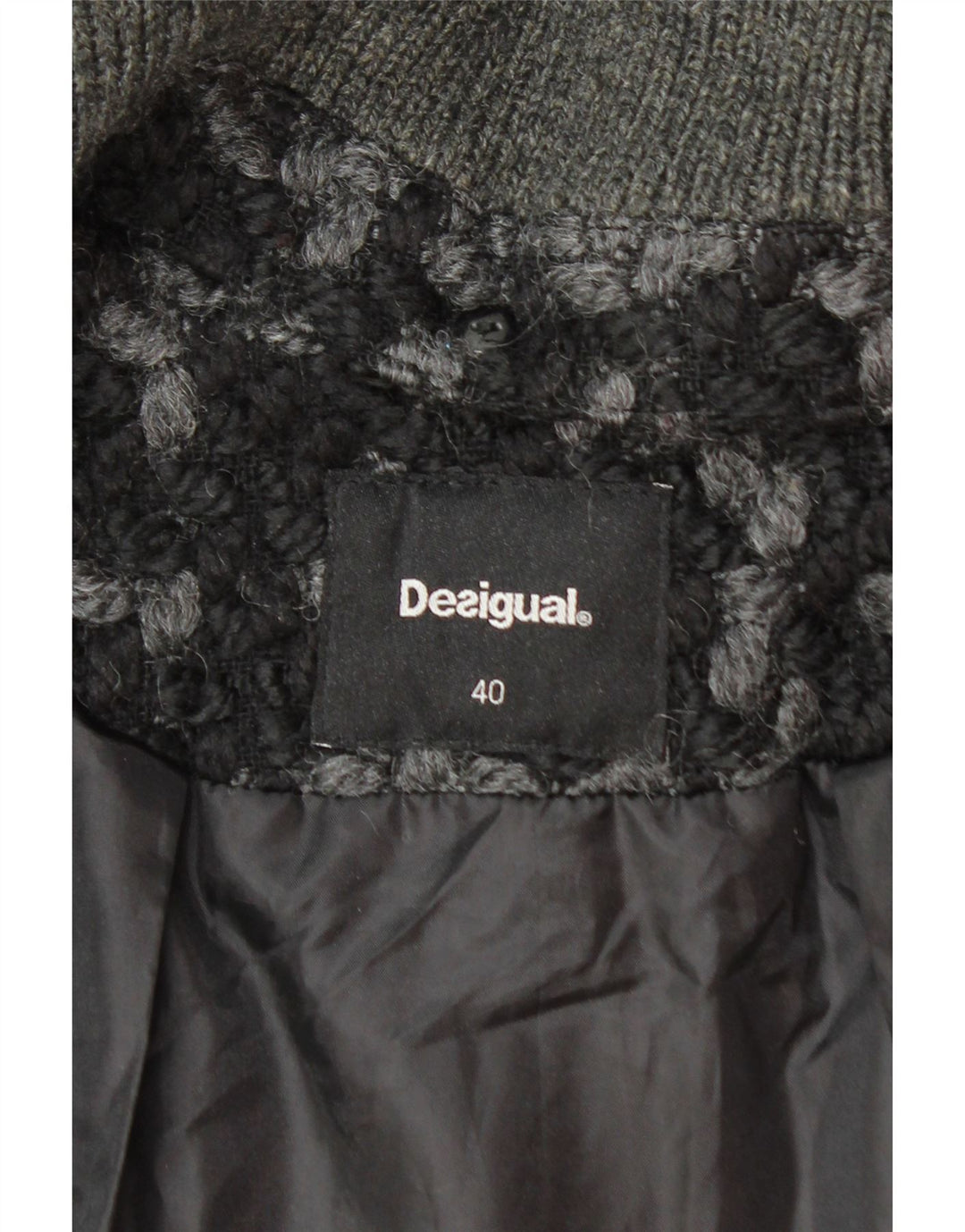 DESIGUAL Womens Overcoat EU 40 Medium Grey Check Vintage Desigual and Second-Hand Desigual from Messina Hembry 