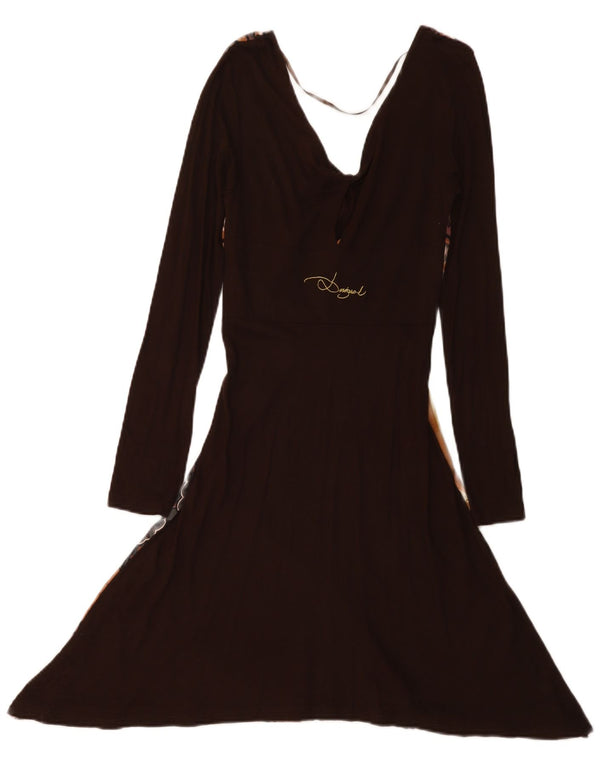 Desigual ženska haljina A-kroja dugih rukava s grafičkim motivima UK 8 Small Brown Paisley