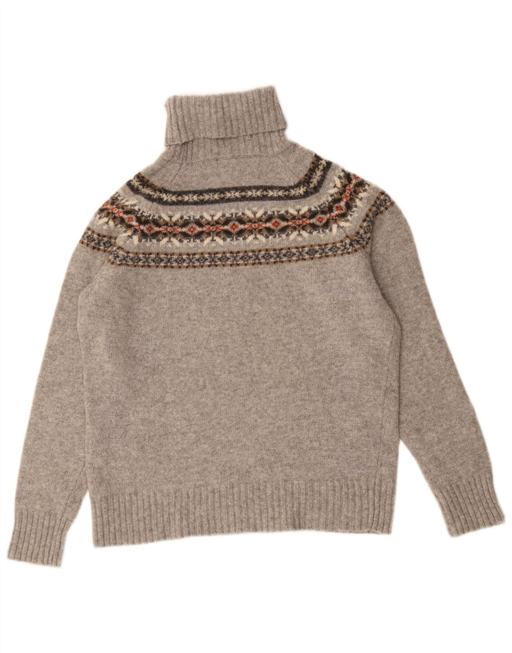 Zara ženski pulover s rol izrezom UK 14 srednje sivi Fair Isle