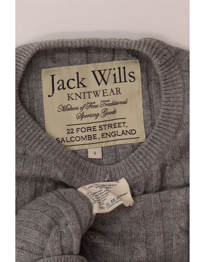 JACK WILLS Muški pulover s okruglim izrezom Mali sivi pamuk