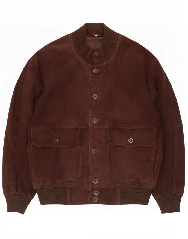 Vintage muška bomber jakna od brušene kože IT 48 srednje smeđe kože