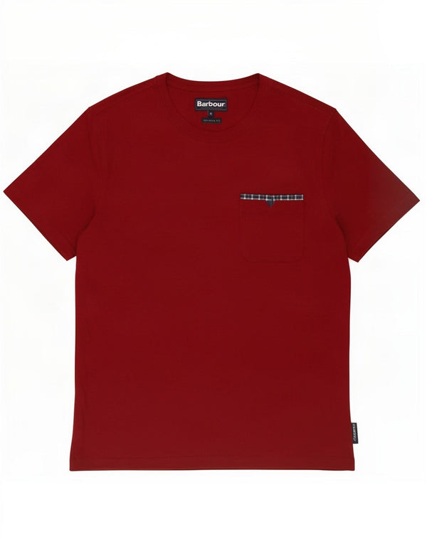 Barbour Mens Tailored T-Shirt T-Shirt Top Medium Burgundy Pamuk