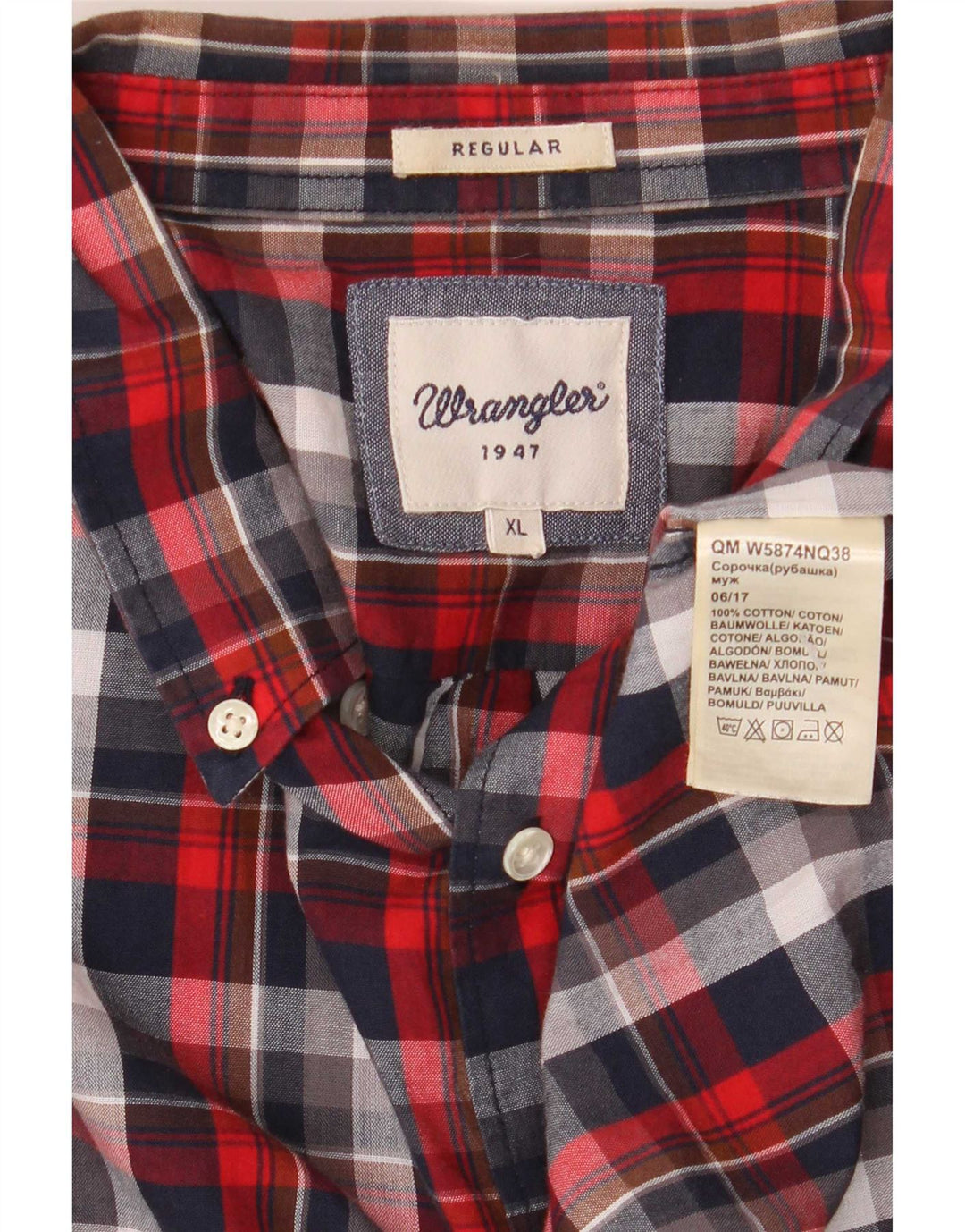 Wrangler muška flanelska košulja XL, crveni karirani pamuk