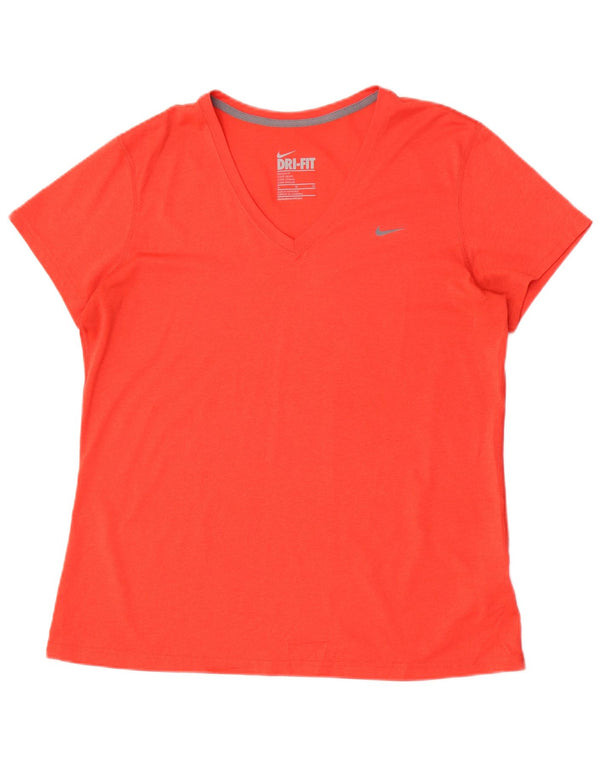 Nike ženska majica kratkih rukava Dri Fit Regular Fit UK 18 XL narančasta poliester