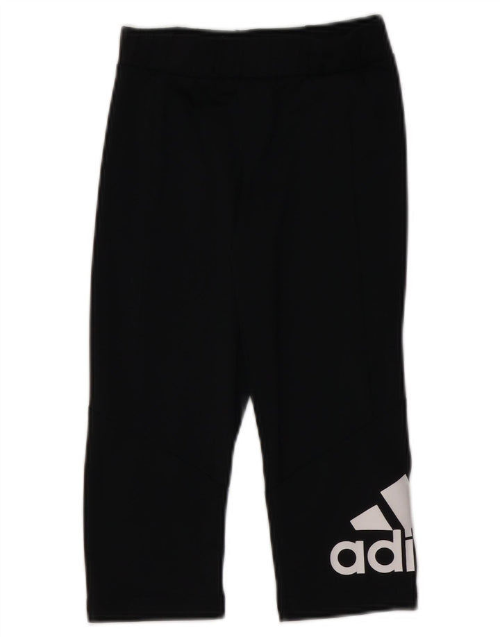 ADIDAS Girls Aeroready Graphic Leggings 9-10 Years Black Poliester