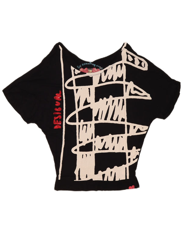 Desigual ženska bluza s motivom šišmiša Top UK 10 malih crnih geometrijskih oblika