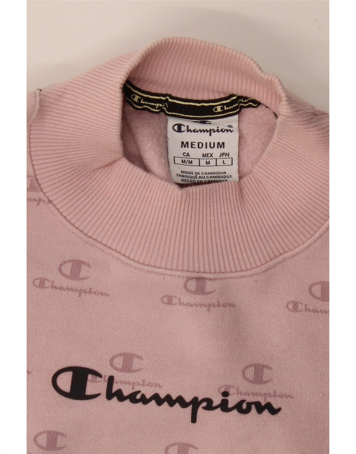 CHAMPION Womens Graphic Sweatshirt Jumper UK 14 Medium Pink Vintage Champion and Second-Hand Champion from Messina Hembry 