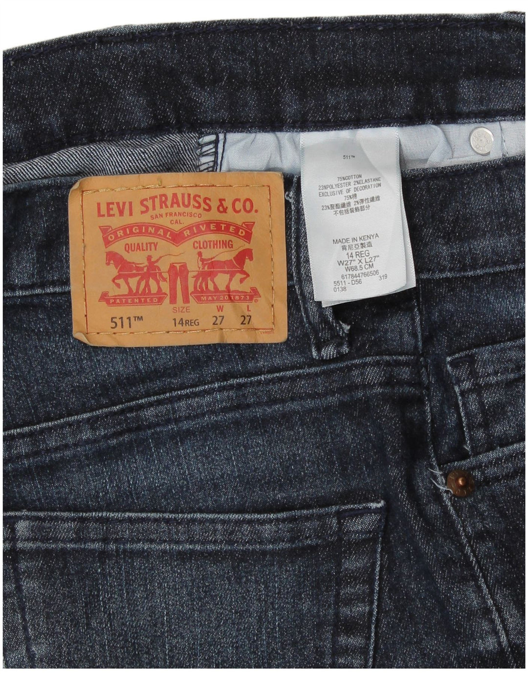 LEVI'S Girls 511 uske traperice 13-14 godina W27 L27 plavi pamuk