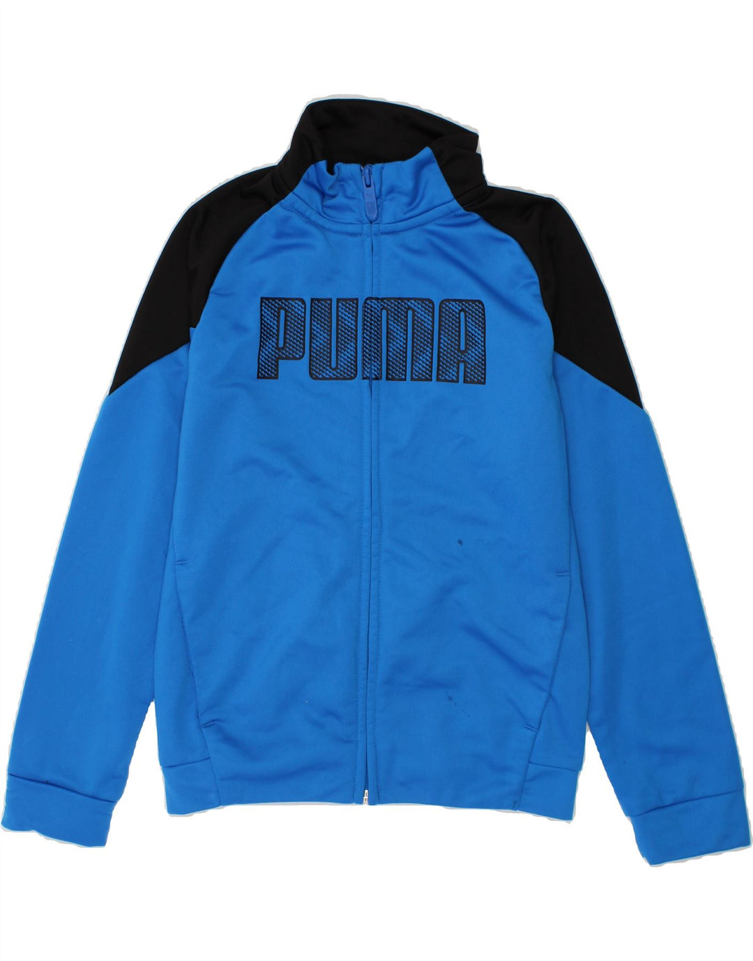 PUMA Boys Graphic Tracksuit Top Jacket 7-8 Years Blue Colourblock Vintage Puma and Second-Hand Puma from Messina Hembry 