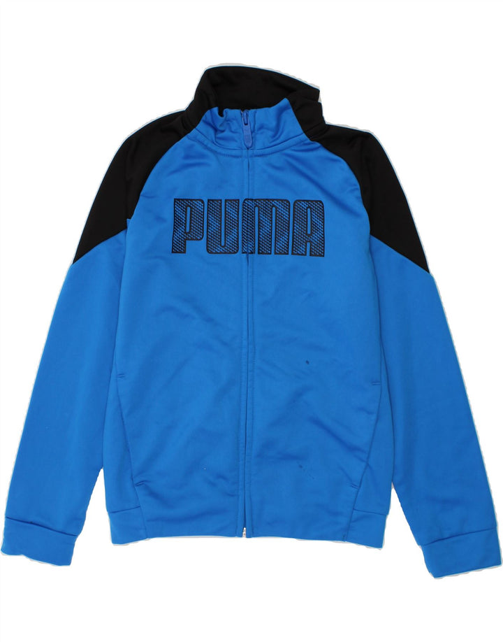 PUMA Boys Graphic Tracksuit Top Jacket 7-8 Years Blue Colourblock Vintage Puma and Second-Hand Puma from Messina Hembry 