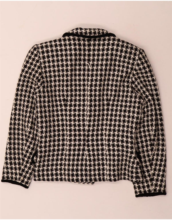 Vintage ženski blejzer sako s dvostrukim kopčanjem UK 14 srednje crne ptičje zube